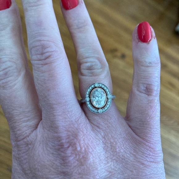 2ct. Oval Moissanite & Diamond 14k Ring. - Picture 9 of 11